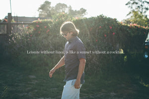 Sun Bleached Indigo Linen and Cotton Leisure Shorts