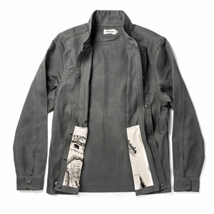 The Bomber Jacket in Washed Slate Herringbone